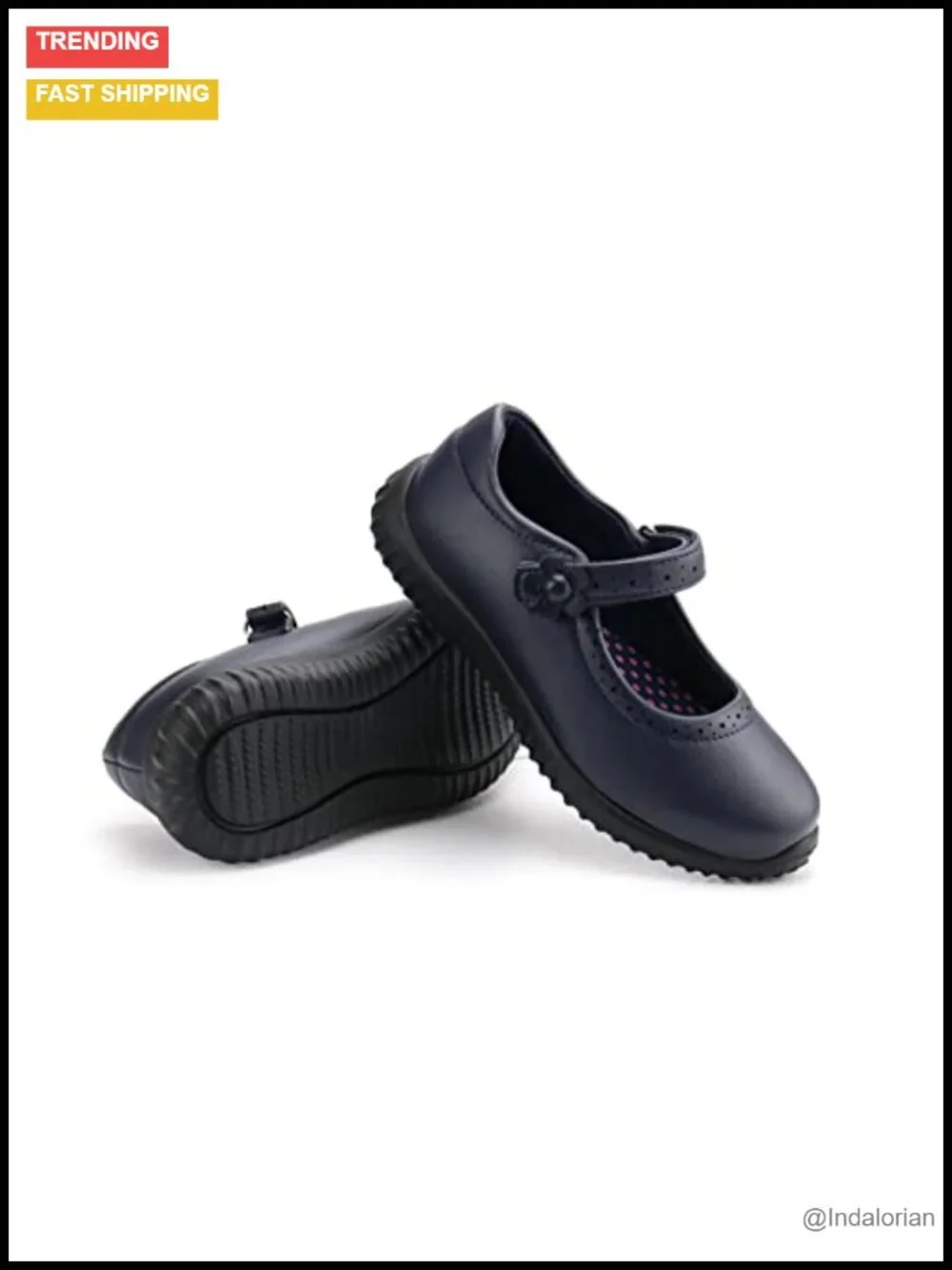 Girl's Mary Jane School Uniform Shoes - Faux Leather Hook & Loop